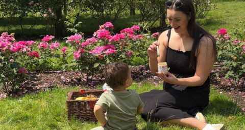 Mum and toddler at a picnic